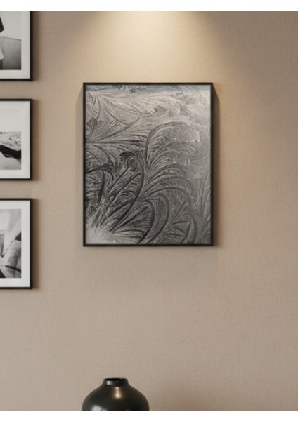 Kış Temalı Siyah Beyaz Çerçeveli Tablo, Modern Minimalist Salon Tablosu