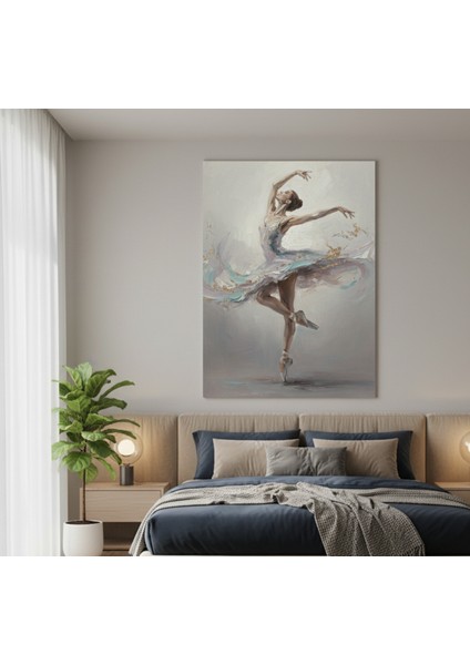Zarif Balerin Kanvas Tablo | Pastel Tonlarda Yağlıboya Efektli Dansçı Figürü | Sanatsal Duvar Dekoru fiyatları