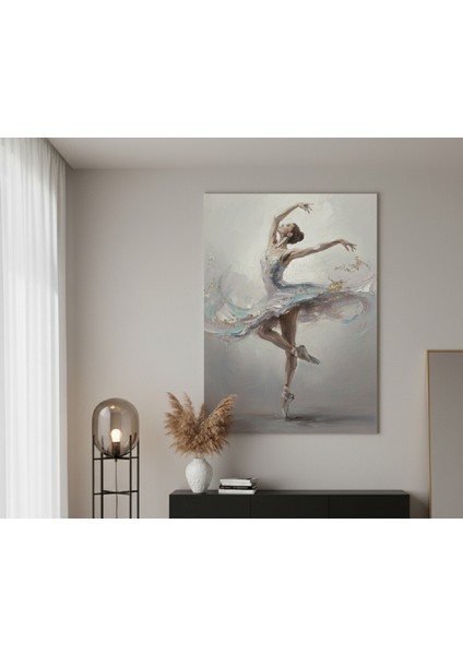 Zarif Balerin Kanvas Tablo | Pastel Tonlarda Yağlıboya Efektli Dansçı Figürü | Sanatsal Duvar Dekoru modelleri