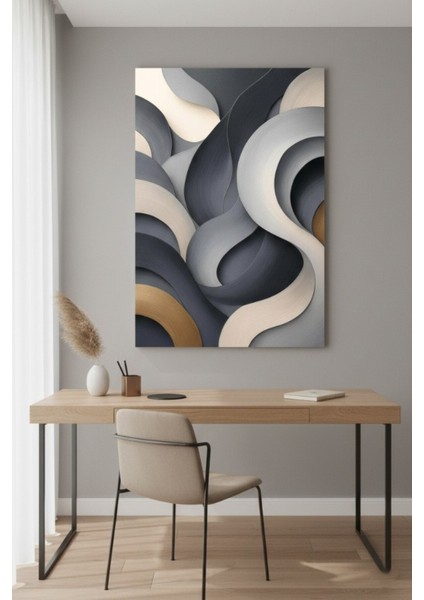 Soyut Gri ve Bej Dalgalar Kanvas Tablo Modern Ev Dekorasyon fiyatları