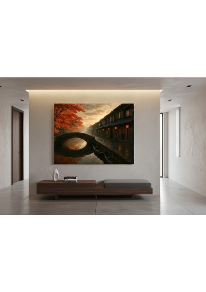 Japon Köprüsü ve Geleneksel Evler Kanvas Tablo fiyatları