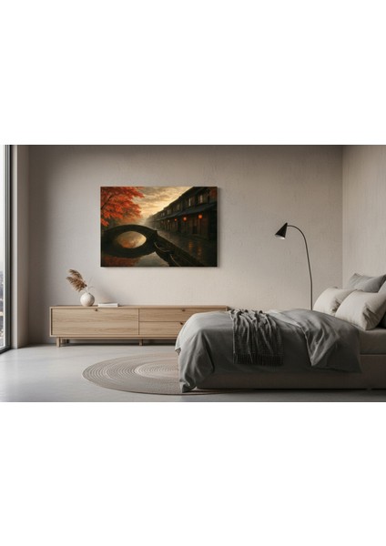 Japon Köprüsü ve Geleneksel Evler Kanvas Tablo modelleri