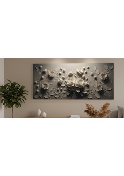 3D Efektli Çiçekli Kanvas Tablo | Çiçek Efektli Duvar Dekoru Salon ve Yatak Odasıtablo