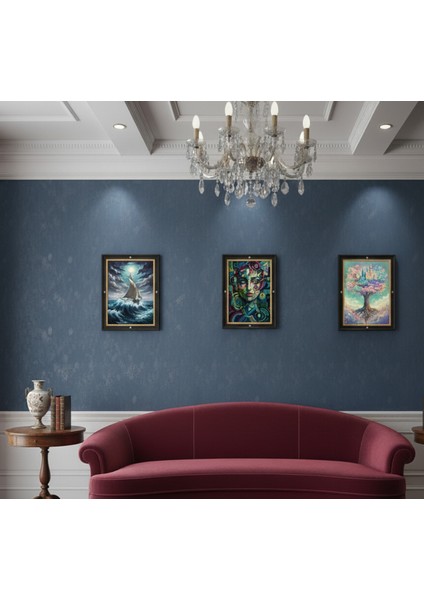 Üçlü Çerçeveli Tablo Seti: Soyut Tablo Seti Salon, Ofis ve Oturma Odası Için Çerçeveli 3lü Tablo