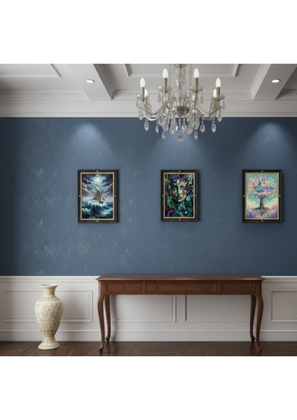 Üçlü Çerçeveli Tablo Seti: Soyut Tablo Seti Salon, Ofis ve Oturma Odası Için Çerçeveli 3lü Tablo modelleri