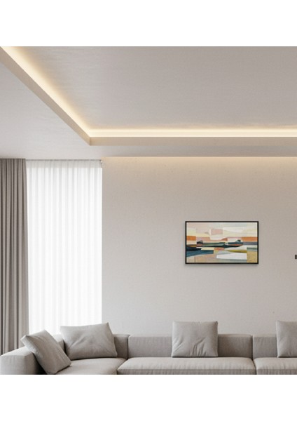 Modern Soyut Çerçeveli Manzara Tablosu: Pastel Renklerde Salon ve Ofis Için Şık Çerçeveli Tablo