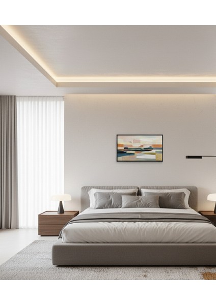 Modern Soyut Çerçeveli Manzara Tablosu: Pastel Renklerde Salon ve Ofis Için Şık Çerçeveli Tablo fiyatları