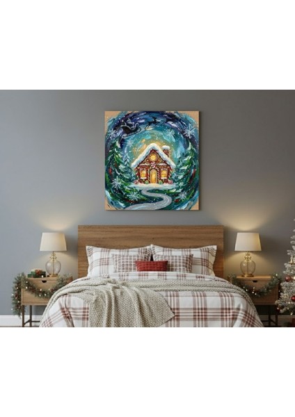 Büyülü Kış Temalı Çerçevesiz Kanvas Tablo, Kar Taneleri Yeni Yıl Tablosu modelleri