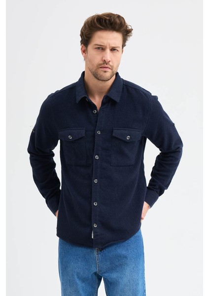 Erkek Rahat Kesim Spor Yaka Oduncu Flanel Çift Cep Kapaklı Kışlık Gömlek fiyatları