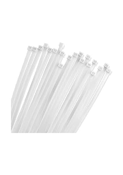 25PCS Beyaz 3.6X200MM Plastik Cırt Kelepçe