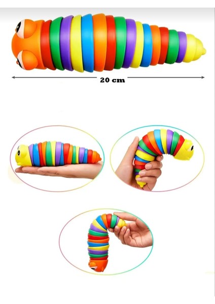 Söktak 20 cm Tırtıl Stres ve Anksiyete Giderici Eğlenceli Esnek Oyuncak, Renkli Fidget fiyatları