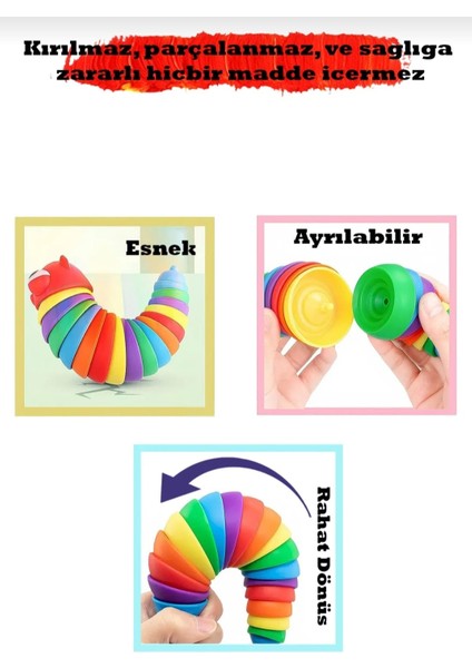 Söktak 20 cm Tırtıl Stres ve Anksiyete Giderici Eğlenceli Esnek Oyuncak, Renkli Fidget modelleri