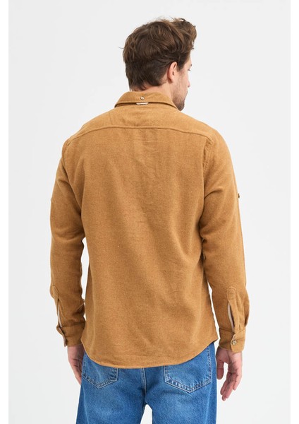 Erkek Rahat Kesim Spor Yaka Oduncu Flanel Çift Cep Kapaklı Kışlık Gömlek indirimleri