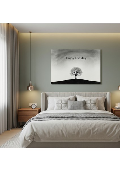 Siyah Beyaz Modern Tablo, Minimalist Motivasyonel Tablo, Doğa Tablosu, Karakalem Efektli Tablo fiyatları