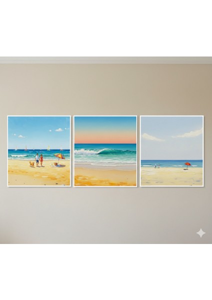 Deniz Tablo,sahil Kanvas Set,3lü Duvar Tablosu,modern Ev Dekorasyonu, Deniz Manzarası,minimalist fiyatları