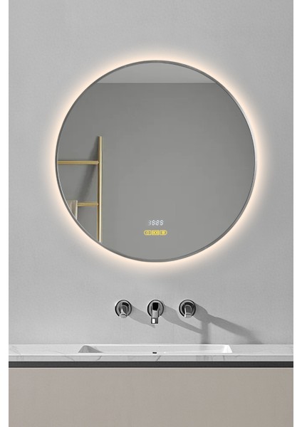 Akıllı Ayna Buğu Çözücülü Hareket Sensörlü 3 LED Işıklı Gümüş Çerçeveli Banyo Aynası 90 cm fiyatları