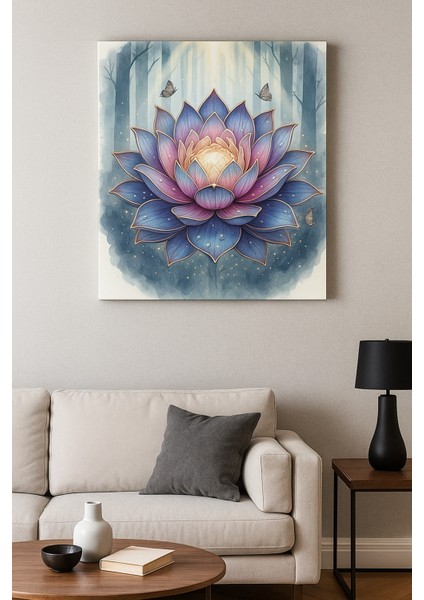 Modern Tablo, Ruhunuzu Dinginleştiren: Lotus Çiçeği ve Orman Manzarası Kanvas Tablo | Zen Feng Shui fiyatları