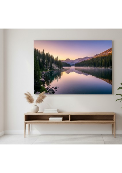 Huzur Veren Göl Kanvas Tablo, Huzur Veren Göl Kanvas,eflatun Tonlarda Tablo