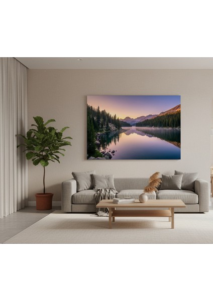 Huzur Veren Göl Kanvas Tablo, Huzur Veren Göl Kanvas,eflatun Tonlarda Tablo fiyatları