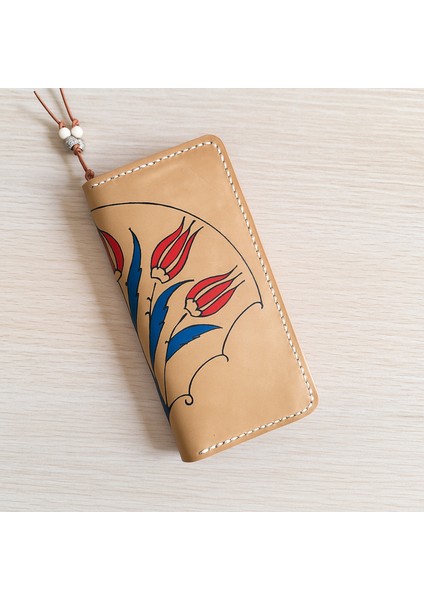 El Yapımı Hakiki Kahverengi Deri Cüzdan - Yakma Sanatı Vegetable-Tanned Doğa Dostu Ince Katlanabilir Model - Minimalist El Işçiliği Tasarım fiyatları