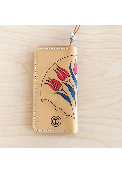 El Yapımı Hakiki Kahverengi Deri Cüzdan - Yakma Sanatı Vegetable-Tanned Doğa Dostu Ince Katlanabilir Model - Minimalist El Işçiliği Tasarım