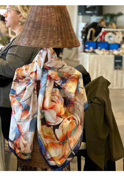 Lacivert Çiçekli Şal modelleri