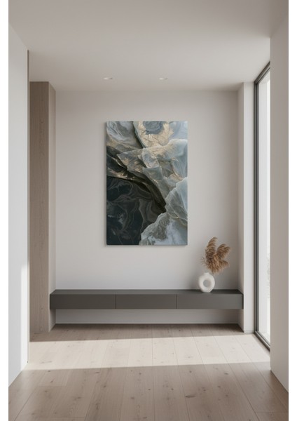 Soyut Akışkan Sanat Görünümlü Kanvas Tablo | Altın Vurgulu Lüks Dekor fiyatları