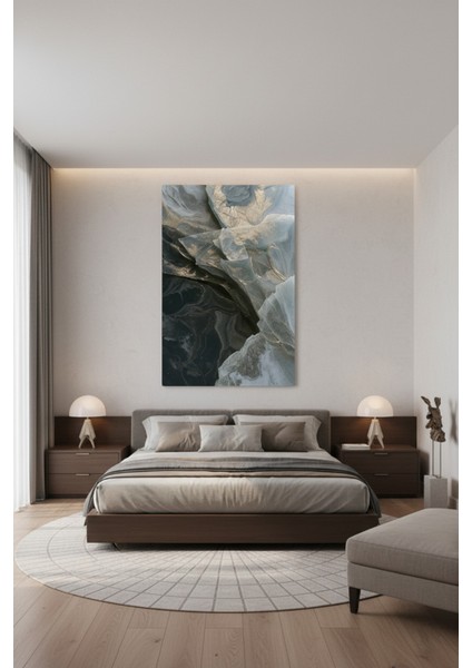 Soyut Akışkan Sanat Görünümlü Kanvas Tablo | Altın Vurgulu Lüks Dekor modelleri