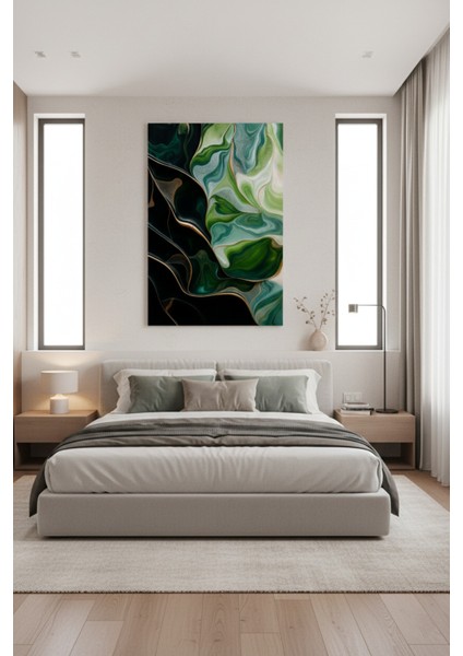 Soyut Yeşil Siyah Duvar Kanvas Sanat Baskısı | Modern Salon Dekorasyonu modelleri
