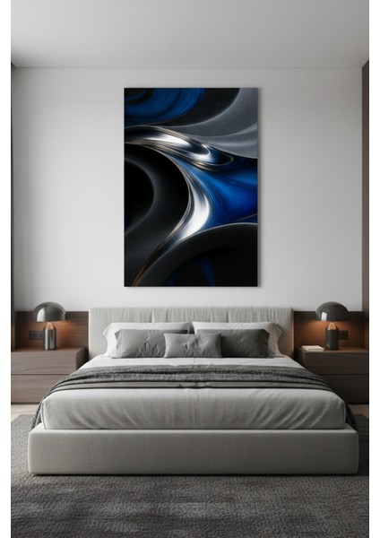 Lüks Soyut Mavi Siyah Kanvas Tablo | Modern Salon Dekorasyonu modelleri