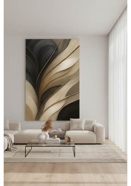 Modern Soyut Kahve ve Bej Tonları Kanvas Tablo