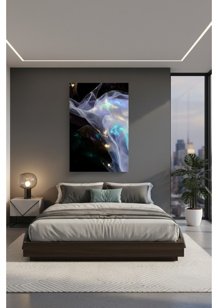 Premium Kanvas Tablo | Soyut Gece Sisi ve Ipeksi Doku Efekti | Salon, Ofis, Dekorasyon modelleri