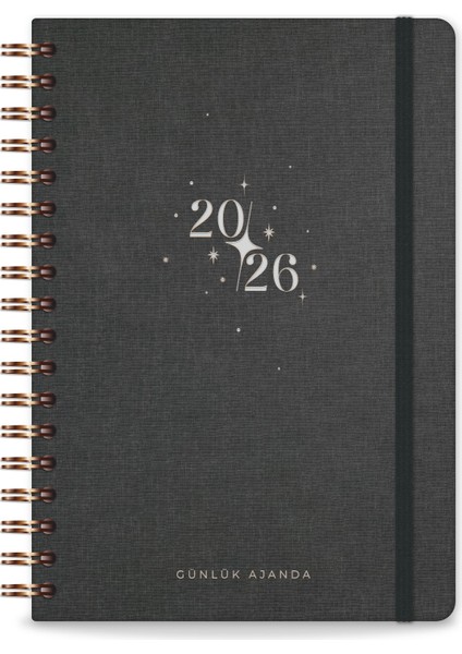2026 Spiralli Günlük Ajanda 12 Aylık Kir ve Suya Dayanıklı Sert Kapak Füme fırsatları