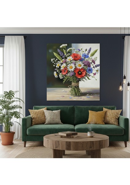 Kır Çiçekleri Buketi Kanvas Tablo | Çerçevesiz Sanat Baskısı | Çiçek ve Doğa Temalı Duvar Dekor fiyatları