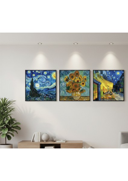 Van Gogh Tarzı Klasik Eserler Koleksiyonu Kare Çerçeveli Tablo Seti 3'lü Tablo Seti fiyatları