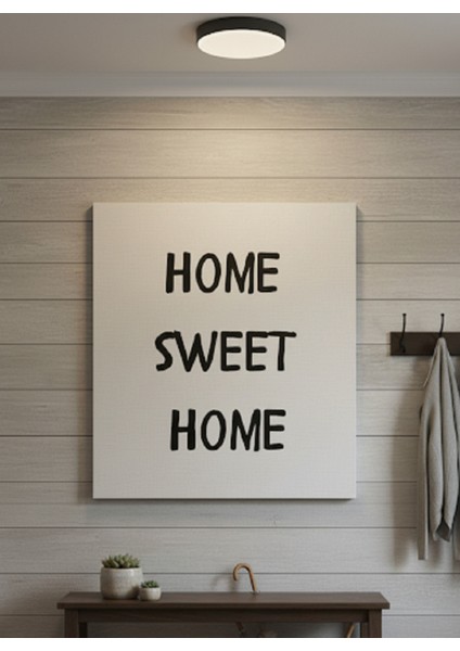 Home Sweet Home Tablo, Yazılı Duvar Dekoru Kanvas Tablo, Home Sweet Home Yazılı Siyah Beyaz Tablo