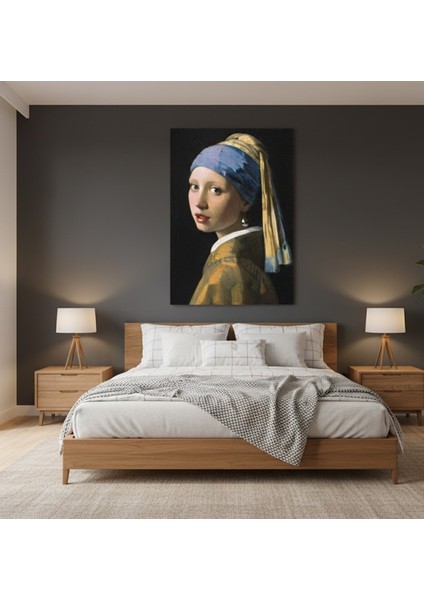 Inci Küpeli Kız Reprodüksiyon Yağlı Boya Efektli Kanvas Tablo