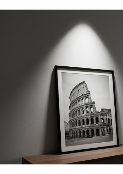 Roma Kolezyumu Manzaralı Siyah Beyaz Çerçeveli Tablo, Modern Tablo