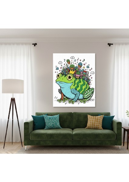 Neşeli Kurbağa Kanvas Tablo | Fantastik Kurbağa Illüstrasyonu | Çocuk ve Genç Odası Dekorasyonu | modelleri