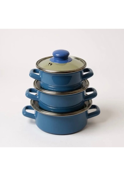Mini Tencere Seti Emaye 6 Parça Saklama Kabı Seti