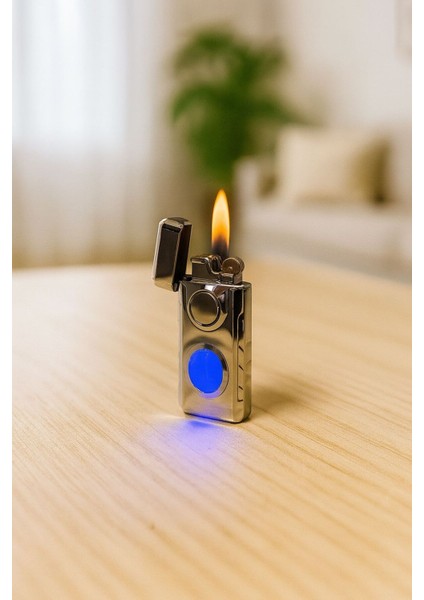 Lüks LED Işıklı Çift Sistem Çakmak – Pürmüz & Taşlı Alevli