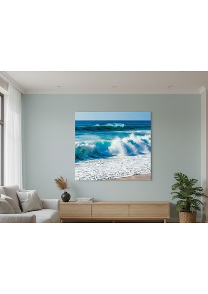 Okyanus Dalgaları Manzarası Kanvas Tablo - Mavi Tonlarında Dinlendirici Tablo,plaj Temalı Tablo modelleri