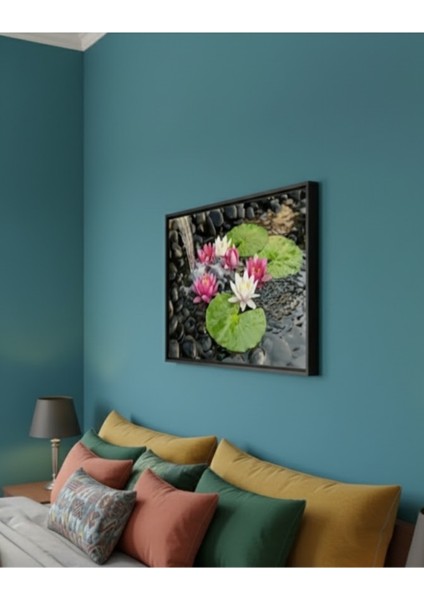 Nilüfer Çiçekleri Çerçeveli Tablo, Zen Bahçesi Tablo,yatak Odası ve Salon Için Modern Renkli Tablo fırsatları