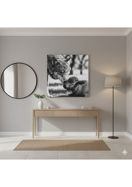 Doğa ve Hayvan Temalı Sevgi Tablosu - Siyah Beyaz Yaban Hayatı Tablo fiyatları