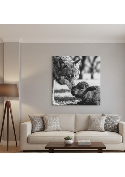 Doğa ve Hayvan Temalı Sevgi Tablosu - Siyah Beyaz Yaban Hayatı Tablo modelleri