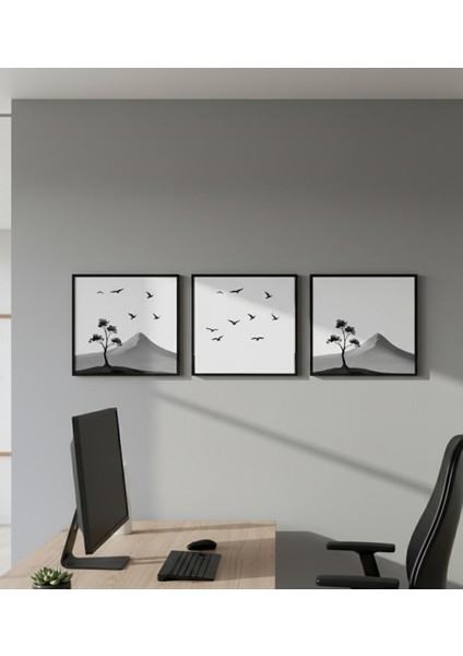 Modern Minimalist 3'lü Çerçeveli Tablo Seti - Siyah Beyaz Çerçeveli Tablo Seti Çerçeveli fiyatları