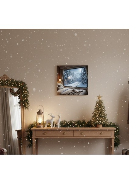 Tren Penceresinden Kış Manzarası Kanvas Tablo | Cozy Kar Yağışı Duvar Dekoru fiyatları