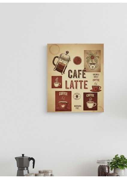 Vintage Kahve Dükkanı Tasarımı Kanvas Tablo | Mutfak, Cafe ve Ofisler Için Duvar Sanatı modelleri