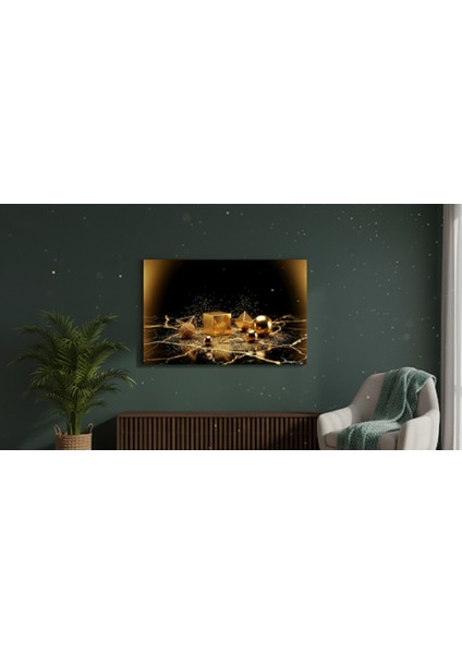 Modern Tablo, Lüks Altın Parıltılı Ev Veya Ofis Kanvas Tablo,lüks ve Şık Tablo-Yatay fiyatları