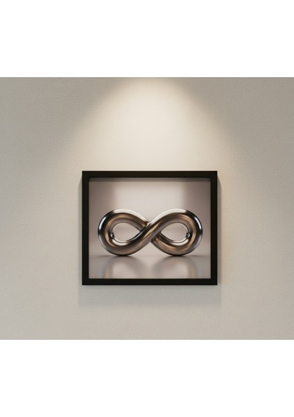 Modern Dekoratif Sonsuzluk Temalı Çerçeveli Tablo - Lüks Metalik Sonsuzluk Siyah Çerçeve Tablo